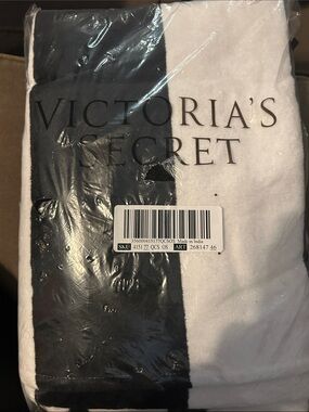 Victoria's Secret Black and White Logo Beach Towel